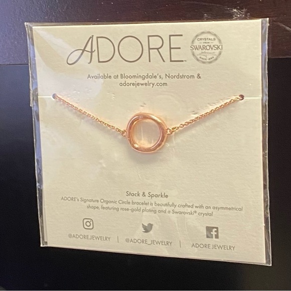 NWT ADORE ORGANIC CIRCLE BEADED SWAROVSKI CRYSTAL ROSE GOLD BRACELET - Picture 6 of 12